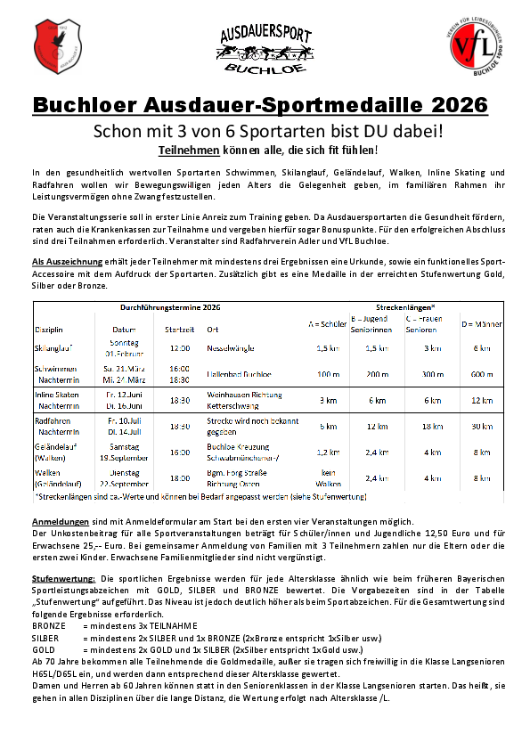 Buchloer Ausdauersportmedaille 2026